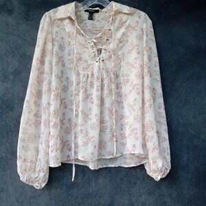 Forever 21 Floral‎ Boho Festival Peasant Whimsy Romantic Feminine top Sz.S